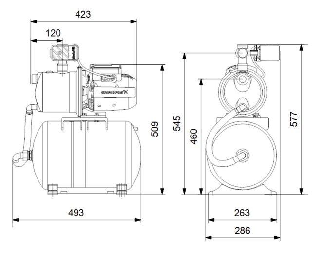 Hovedbilde Grundfos JP 5-48 MED 20 LITER TANK